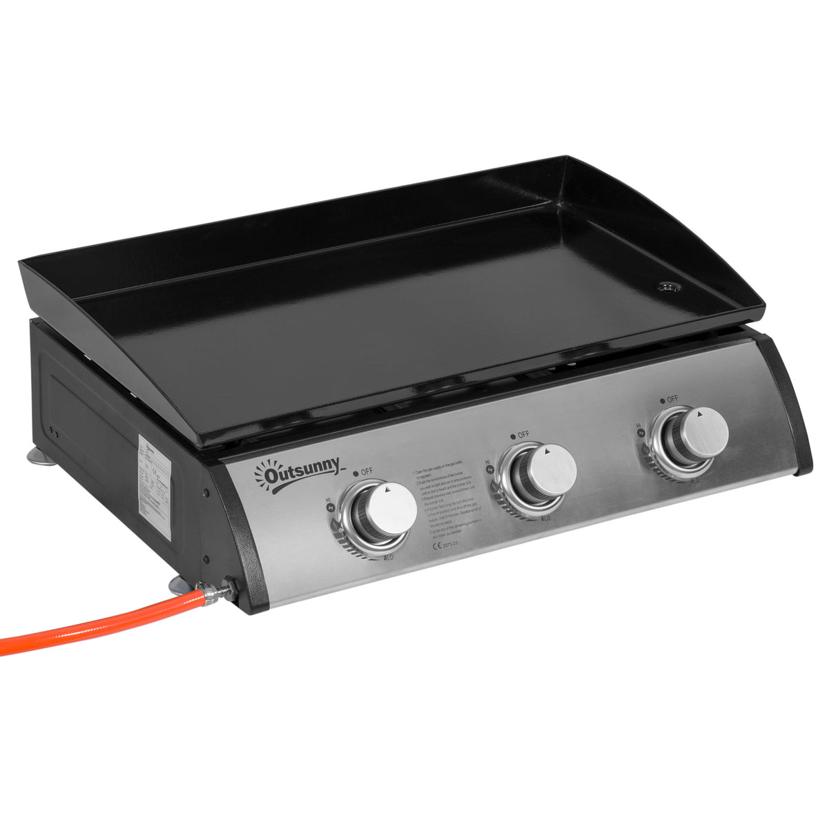 easycomfort easycomfort piastra barbecue a gas antiaderente da tavolo con 3 bruciatori da 3kw 62x46x21cm nero
