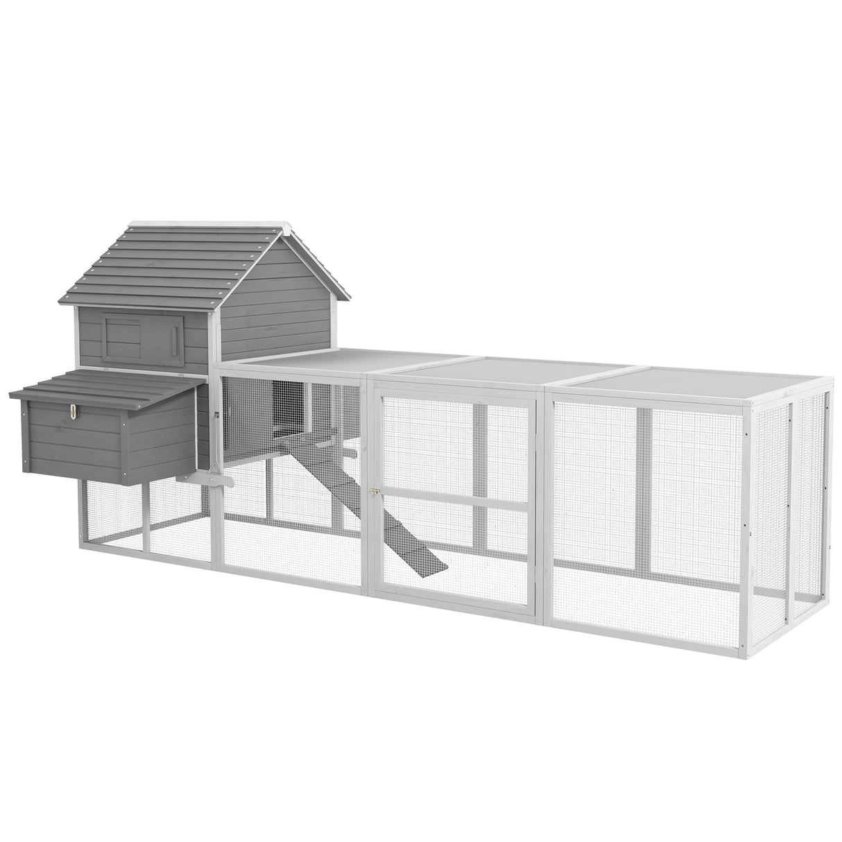 easycomfort easycomfort pollaio da giardino con casetta per galline rampa e area aperta 310 5x149 5x149cm grigio