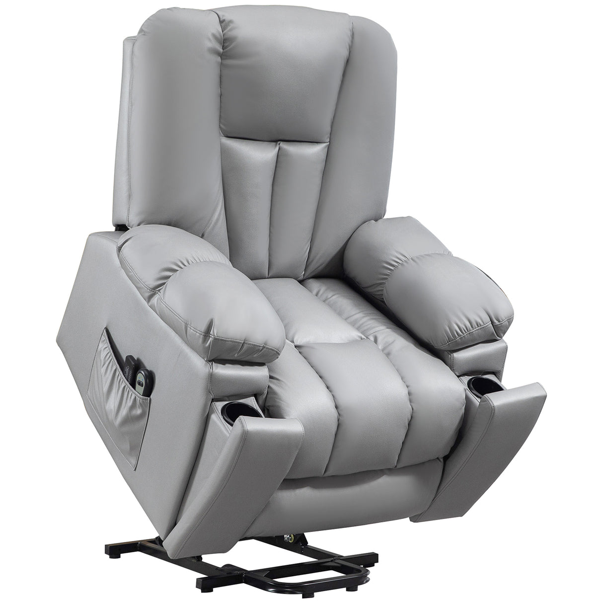 easycomfort easycomfort poltrona alzapersona reclinabile con 8 punti massaggianti e telecomando in microfibra 94x96x106 cm grigio