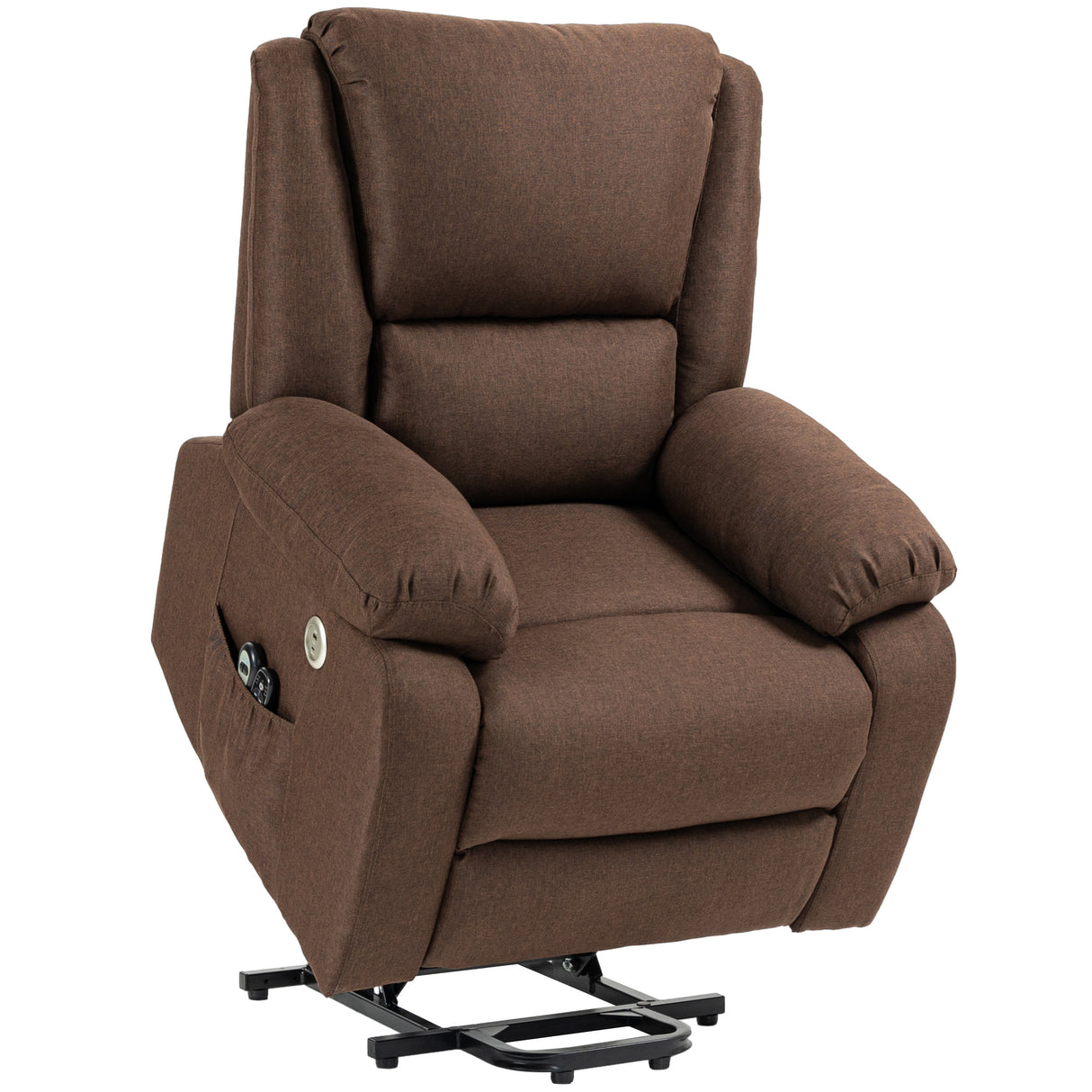 easycomfort easycomfort poltrona alzapersona reclinabile con poggiapiedi in tessuto effetto lino 87x92x105 cm caffe