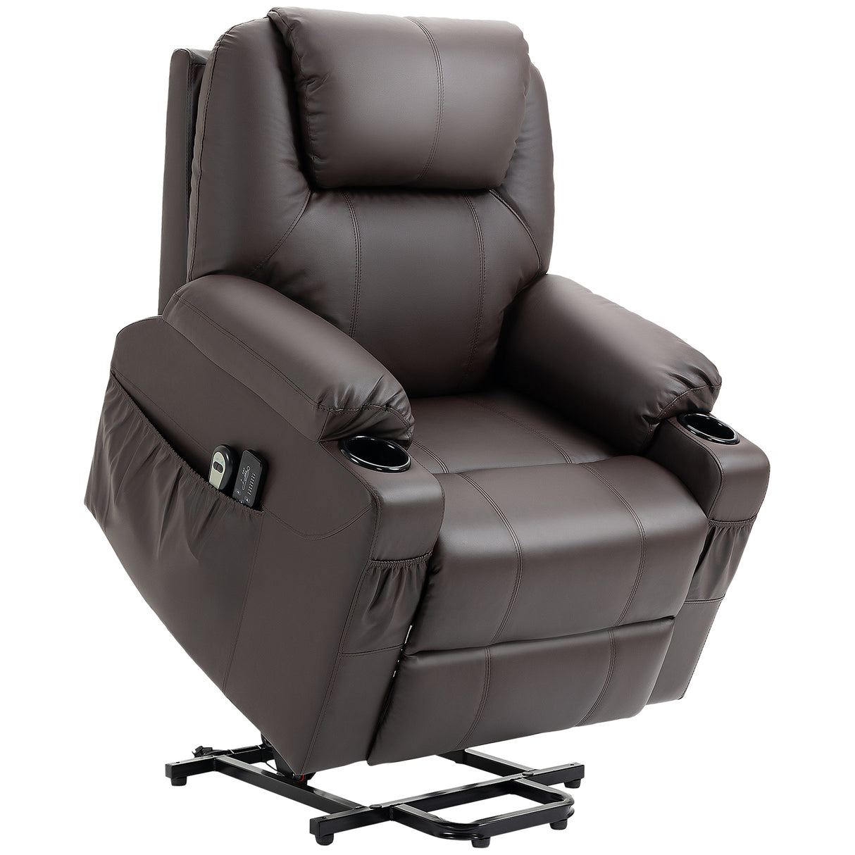 easycomfort easycomfort poltrona alzapersona reclinabile fino a 135 con portabicchieri telecomando e poggiapiedi 88x92x106 cm marrone