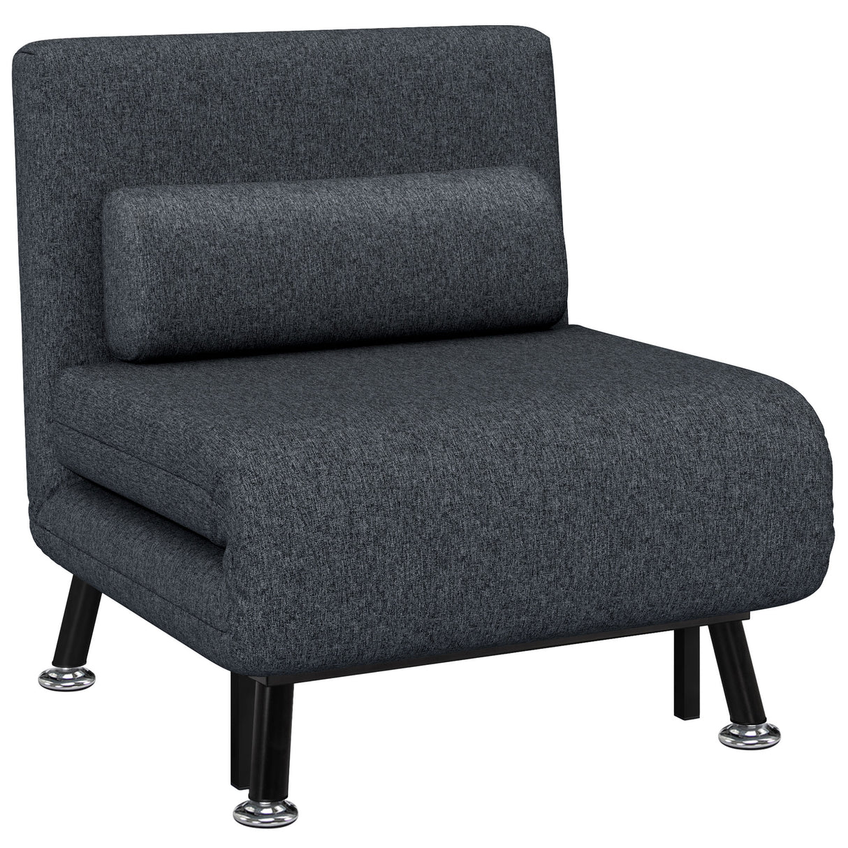 easycomfort easycomfort poltrona letto 3 in 1 con schienale regolabile e cuscino in tessuto effetto lino e acciaio grigio scuro