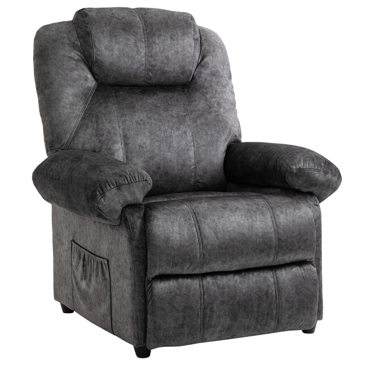 easycomfort easycomfort poltrona relax reclinabile manuale in tessuto con poggiapiedi estraibile e tasca laterale nero