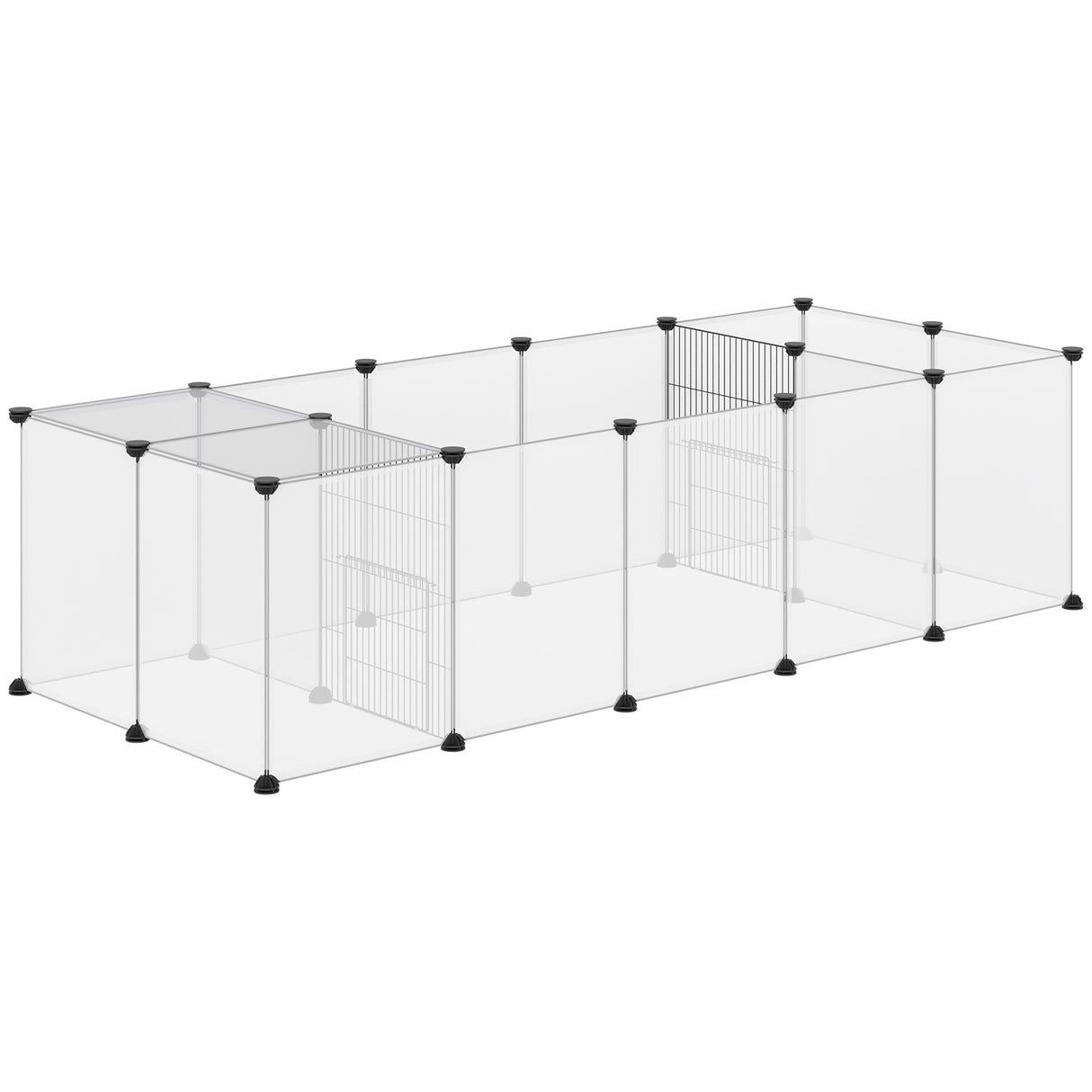 easycomfort easycomfort recinto per animali modulabile con 20 pannelli e 2 porte in acciaio e pp 175x70x45 cm bianco e nero