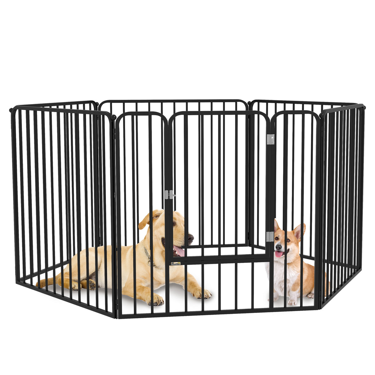 easycomfort easycomfort recinto per cani a 6 pannelli modulabili da interno ed esterno in acciaio 164x83x80 cm nero