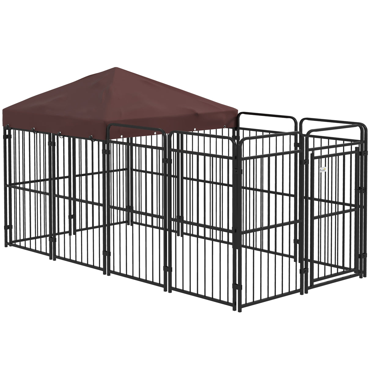 easycomfort easycomfort recinto per cani da esterno in metallo con tetto 282x141x159cm marrone