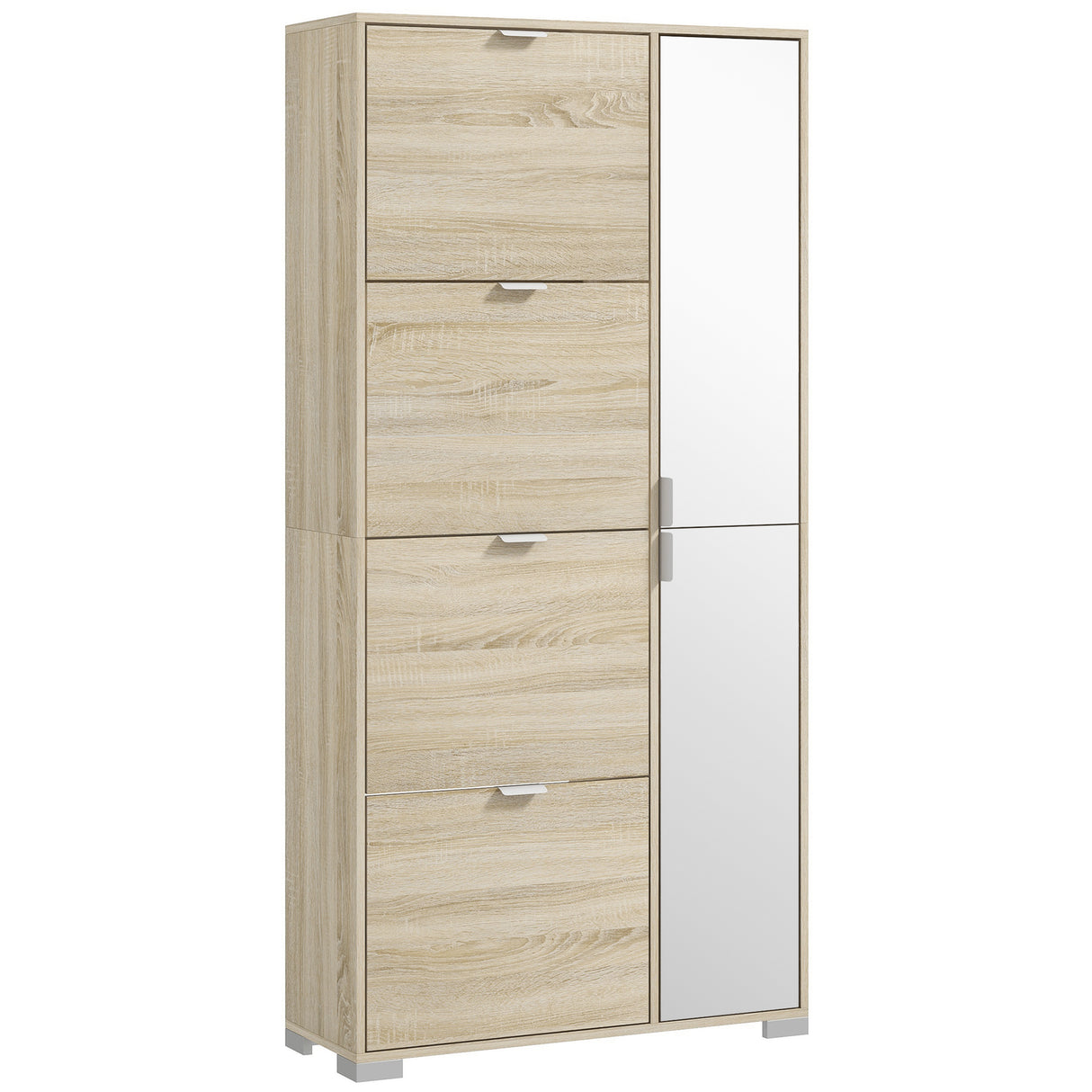 easycomfort easycomfort scarpiera con specchio per 16 paia di scarpe 4 cassetti a ribalta e 2 armadietti 82x30x168cm rovere