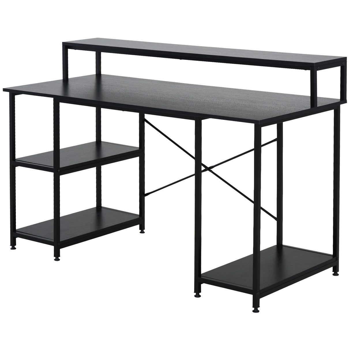 easycomfort easycomfort scrivania per computer con ripiani per monitor e cpu scrivania da ufficio per casa studio e lavoro nera 140 x 60 x 93cm ean 8054144131405