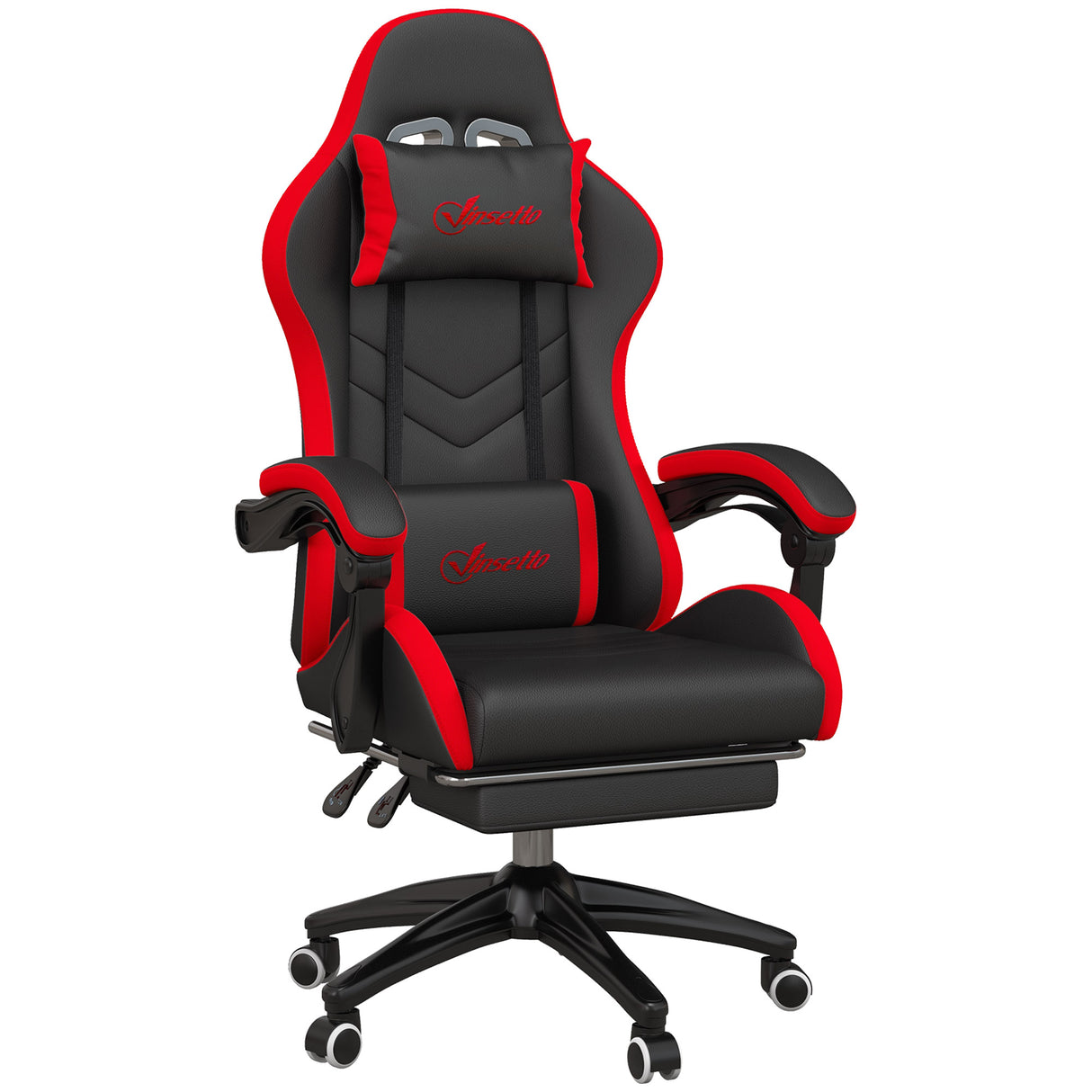 easycomfort easycomfort sedia da gaming con altezza regolabile e schienale reclinabile 65x65x121 129 cm nero e rosso