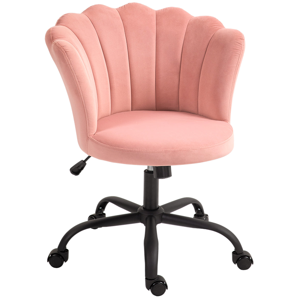 easycomfort easycomfort sedia da ufficio con schienale a petalo senza braccioli con altezza regolabile rivestimento in velluto rosa