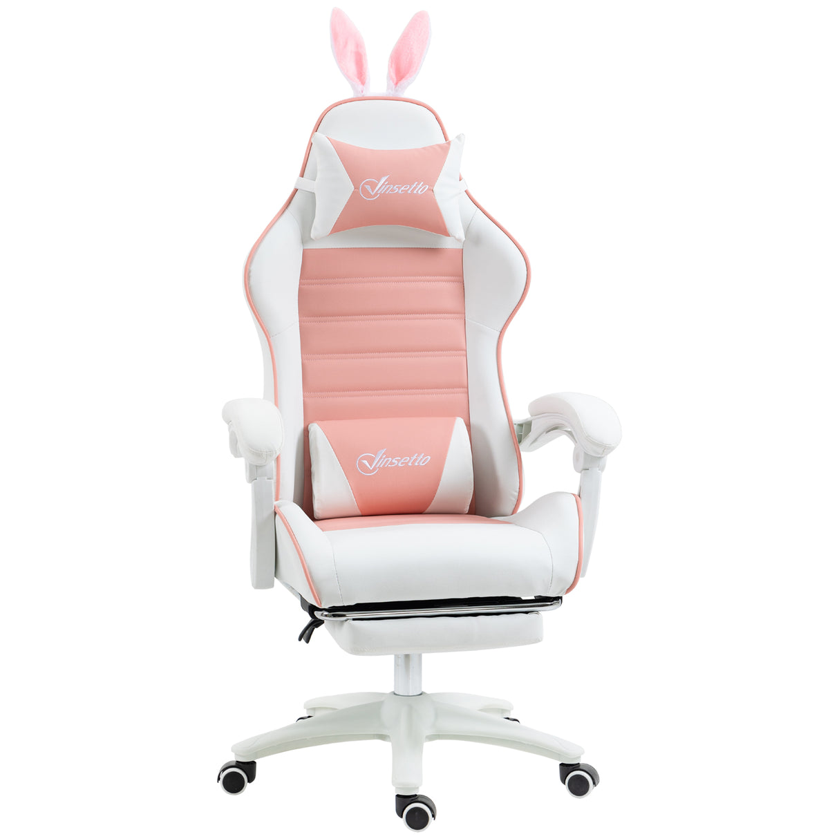 easycomfort easycomfort sedia gaming ergonomica con orecchie poggiapiedi estraibile cuscino lombare e poggiatesta rosa