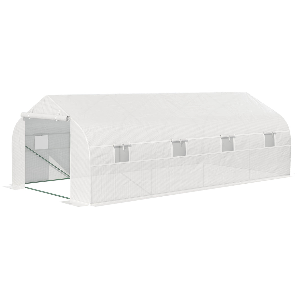 easycomfort easycomfort serra per orto 6x3x2m con 8 finestre e porta avvolgibile in acciaio e pp verde
