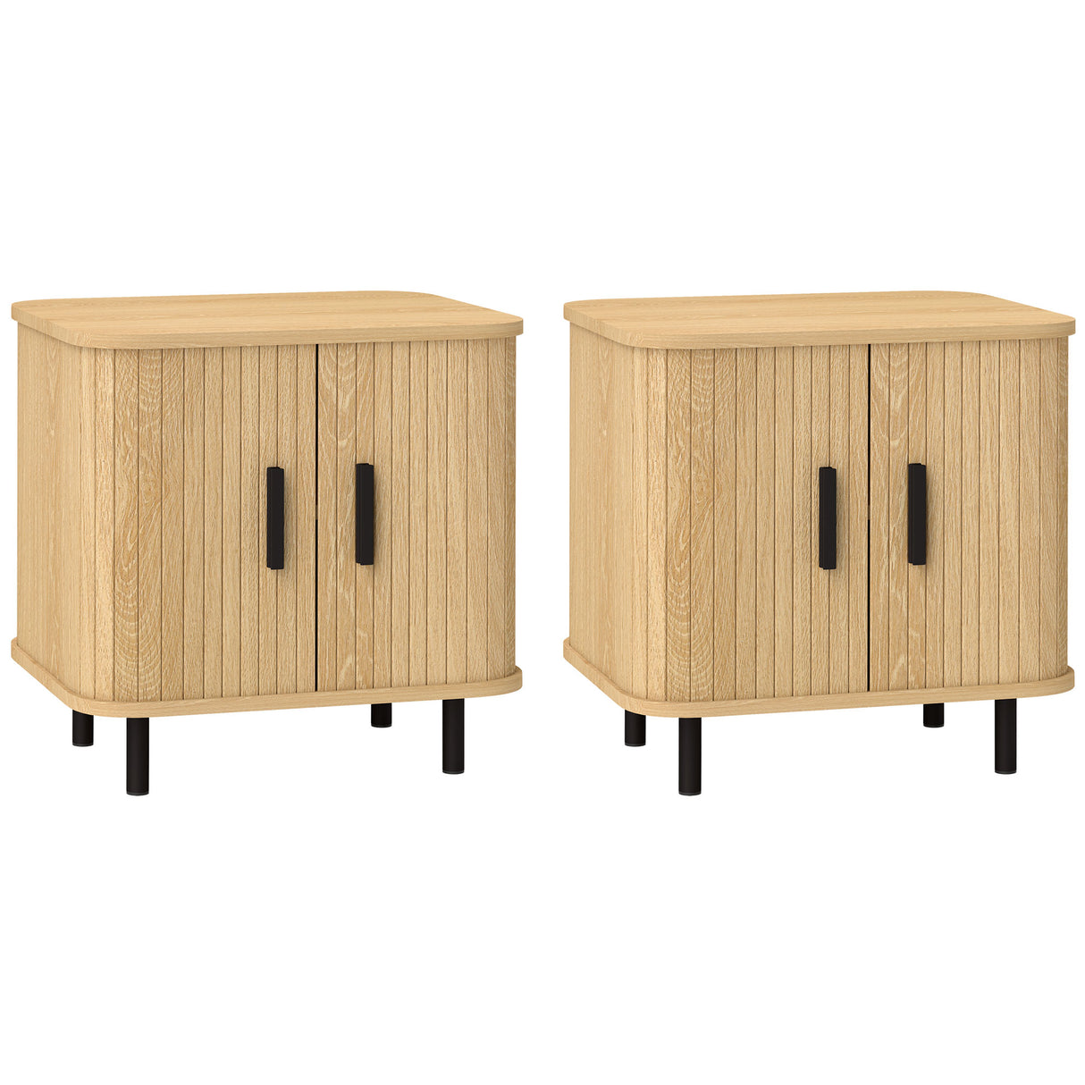 easycomfort easycomfort set 2 comodini in stile nordico con ripiano a 2 livelli in legno e acciaio 48x40x48 cm nero e rovere