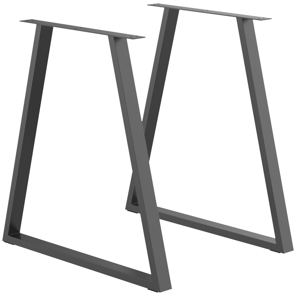 easycomfort easycomfort set 2 gambe per tavolo trapezoidali in acciaio con 6 fori e 12 viti 70x5x72 cm nero