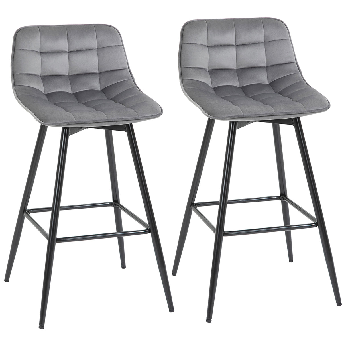 easycomfort easycomfort set 2 sgabelli alti in stile nordico con schienale e poggiapiedi sgabelli con schienale in tessuto effetto velluto e metallo 45x47x88 cm grigio ean 8054144138626