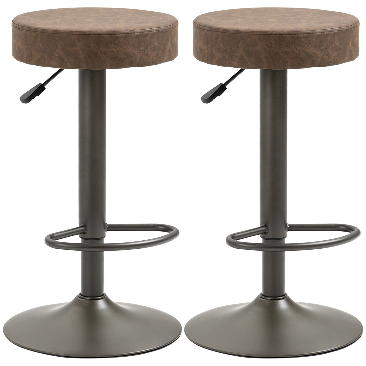 easycomfort easycomfort set 2 sgabelli da bar girevoli con poggiapiedi e altezza regolabile 35x36x64 85cm marrone