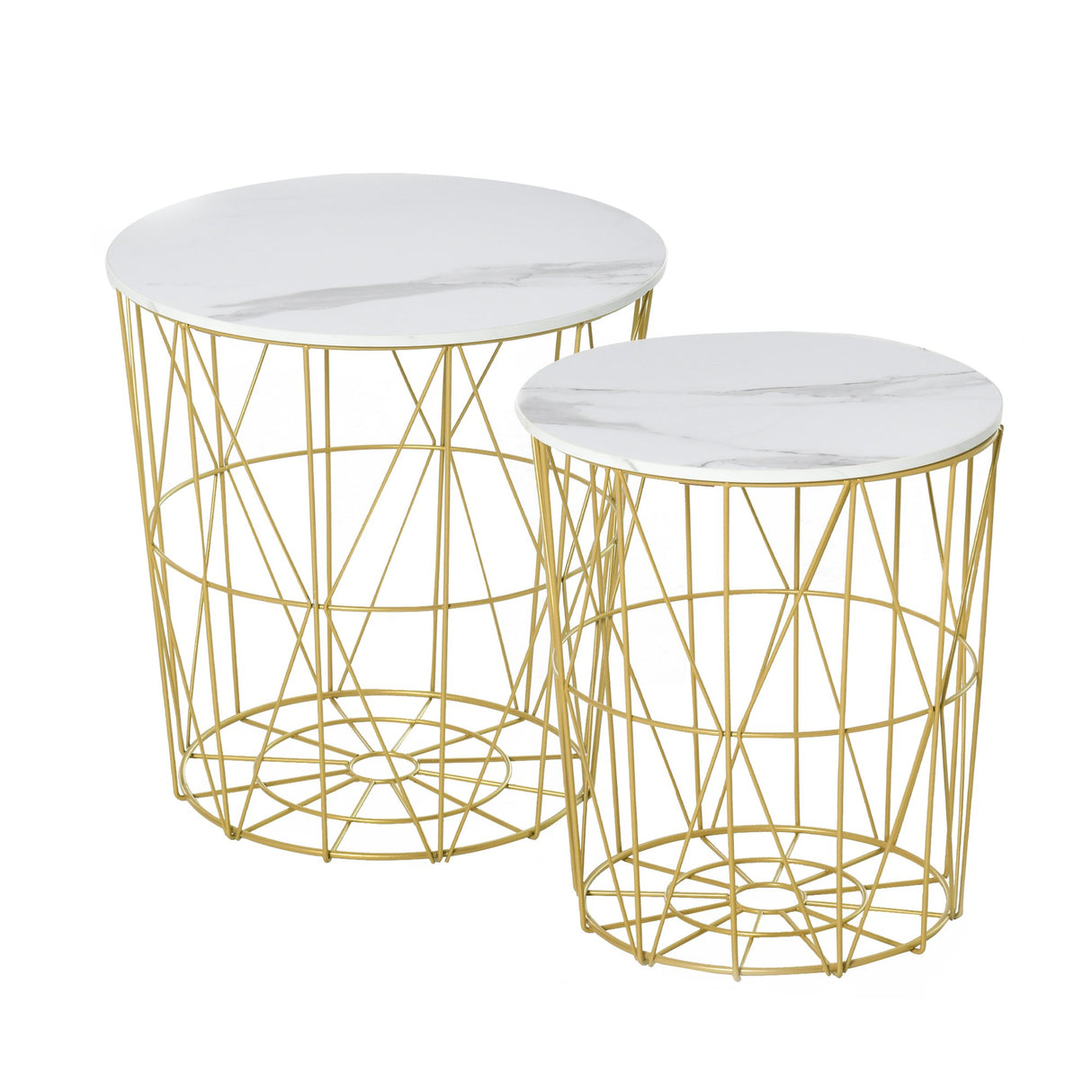 easycomfort easycomfort set 2 tavolini da salotto moderni impilabili con ripiano rimovibile tavolino da caffe con contenitore per soggiorno e camera bianco oro