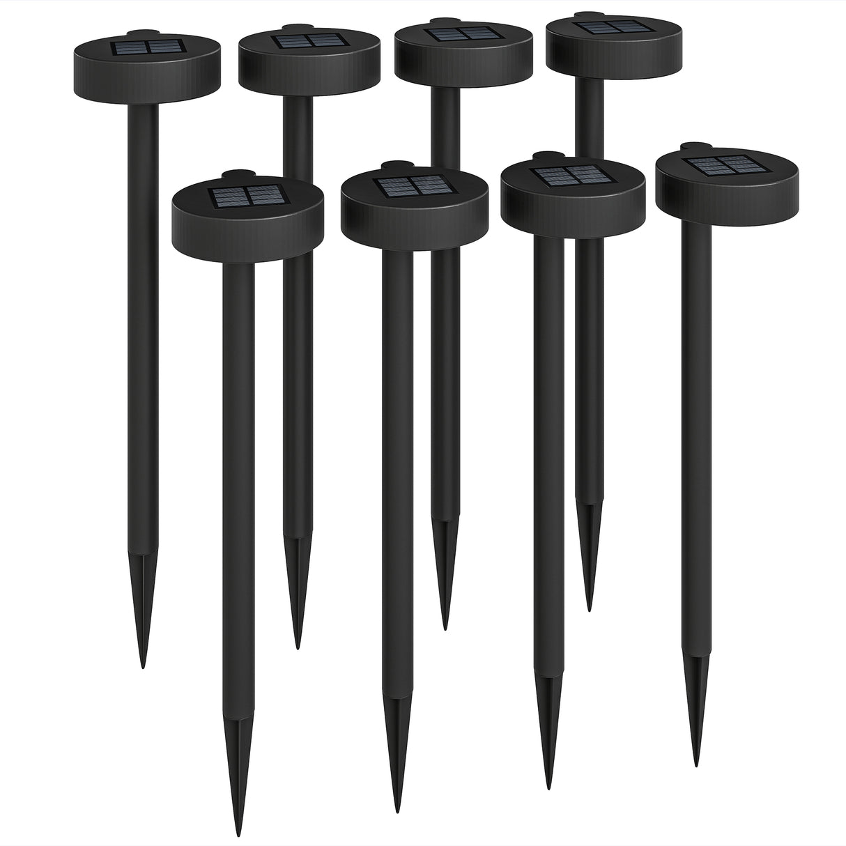 easycomfort easycomfort set 8 faretti da esterno a energia solare con illuminazione led a 3000k in pp ps e abs 12x10x46 cm nero