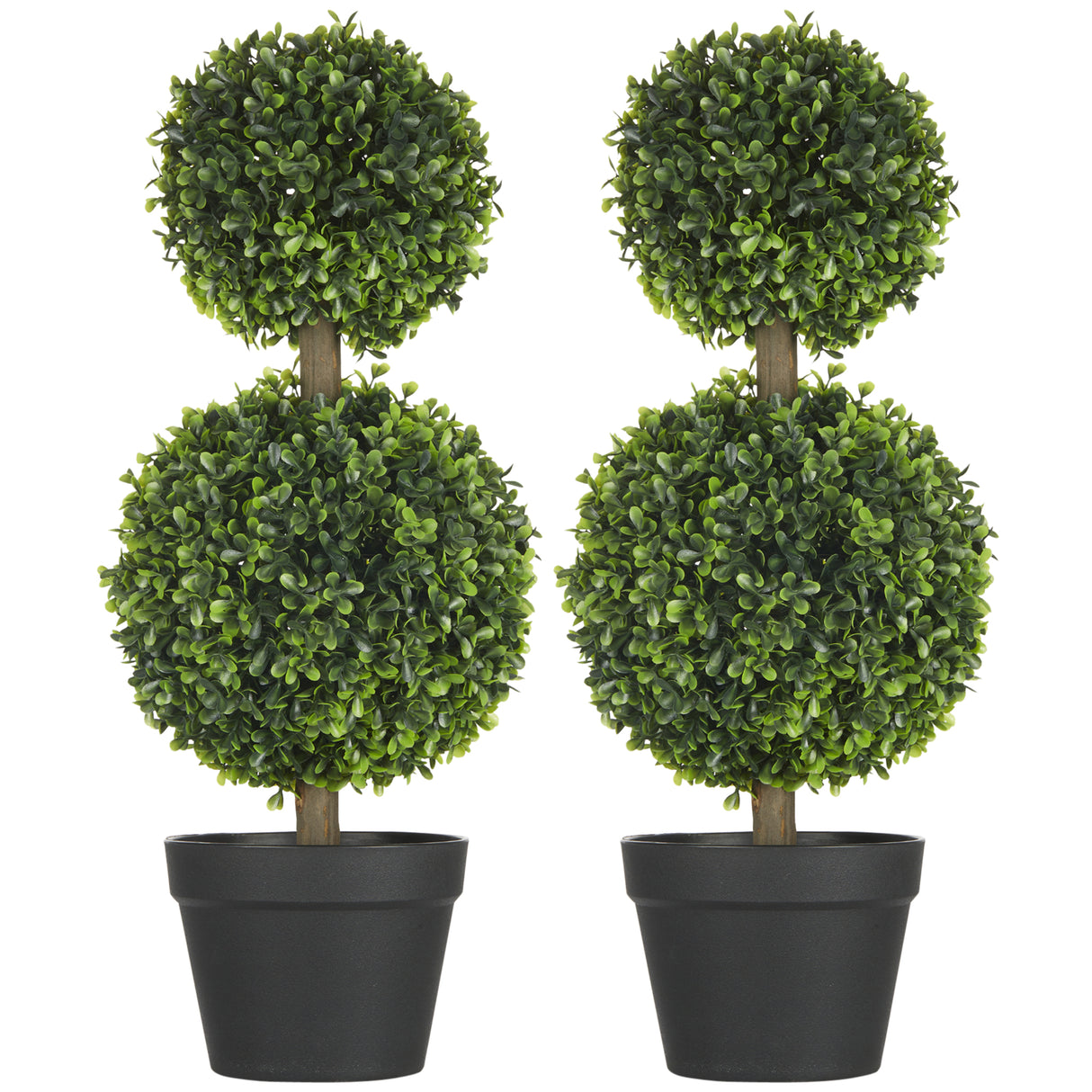 easycomfort easycomfort set da 2 piante di bosso a 2 sfere realistiche con vaso incluso a fondo rinforzato ed erba 60 cm