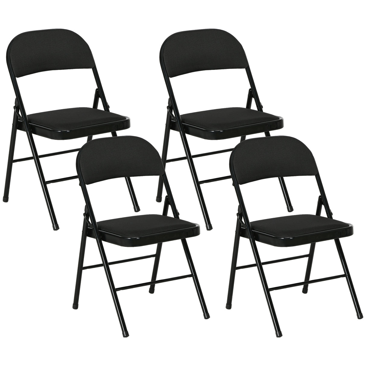 easycomfort easycomfort set di 4 sedie pieghevoli con seduta imbottita in poliestere e struttura in acciaio nero