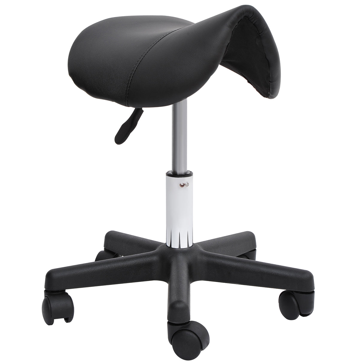 easycomfort easycomfort sgabello girevole a sella con ruote e altezza regolabile imbottito e rivestito in finta pelle nero