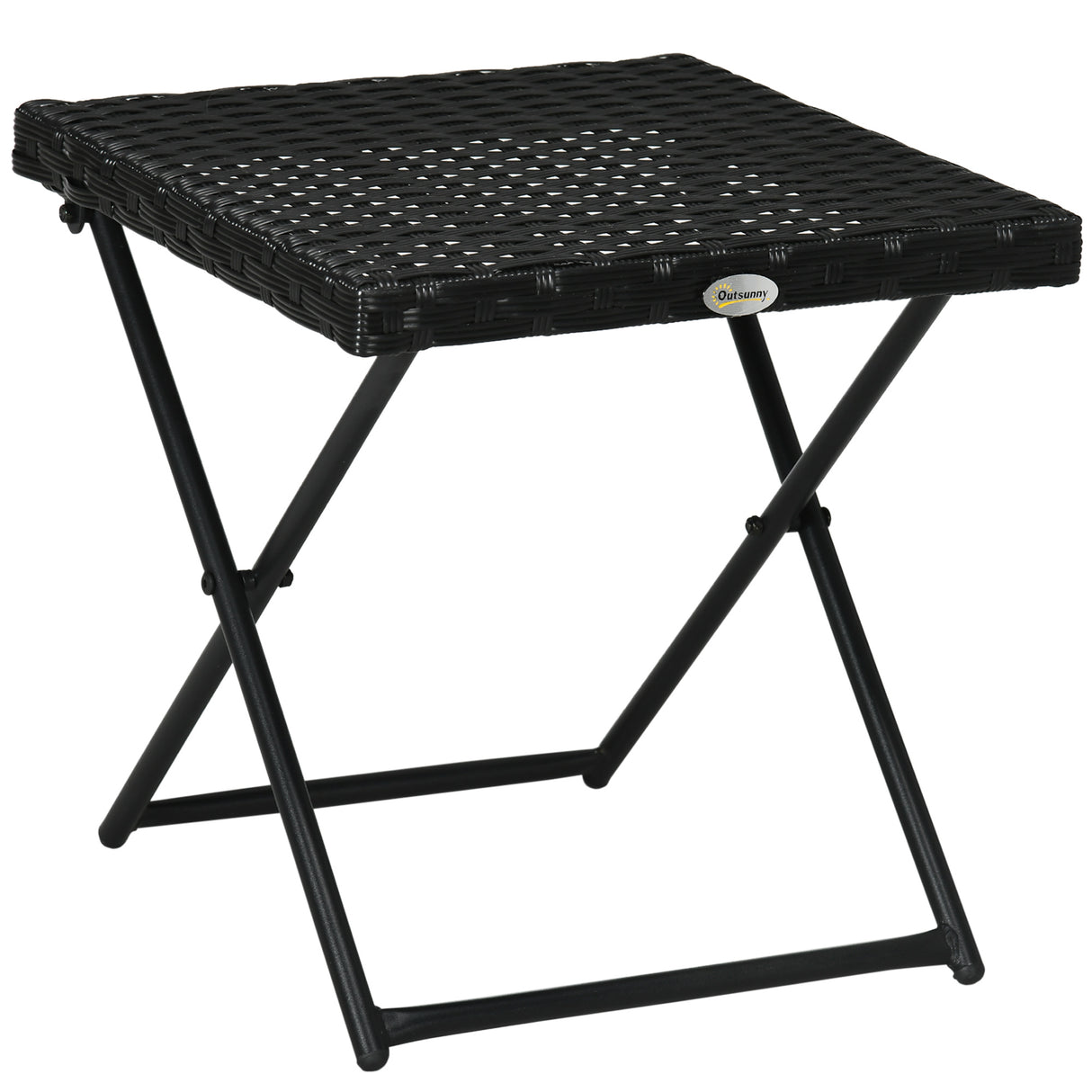 easycomfort easycomfort tavolino da giardino pieghevole salvaspazio in rattan sintetico e acciaio 40x40x40cm nero