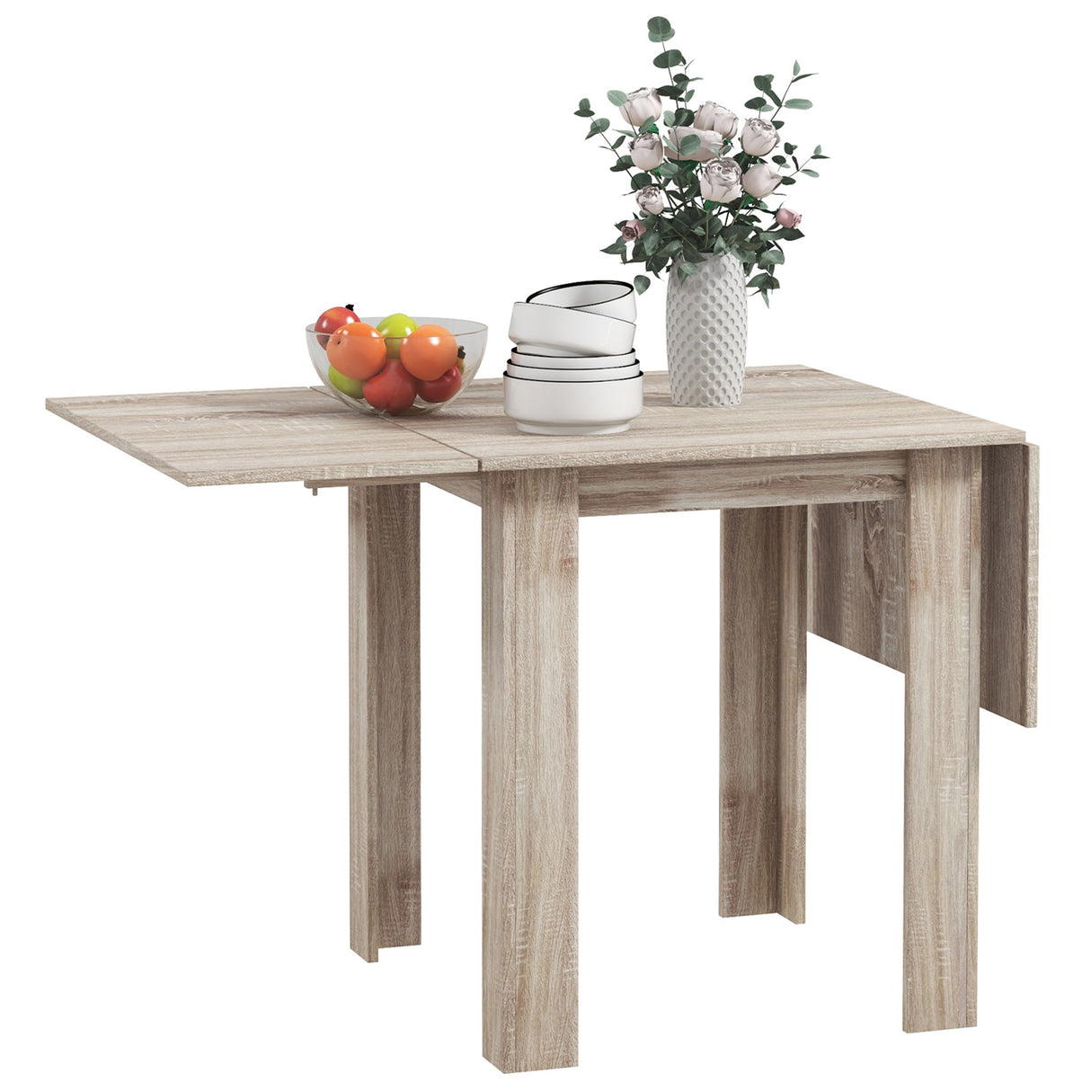 easycomfort easycomfort tavolo a ribalta per 4 persone max impermeabile e antigraffio in truciolato 140x70x75 cm color rovere