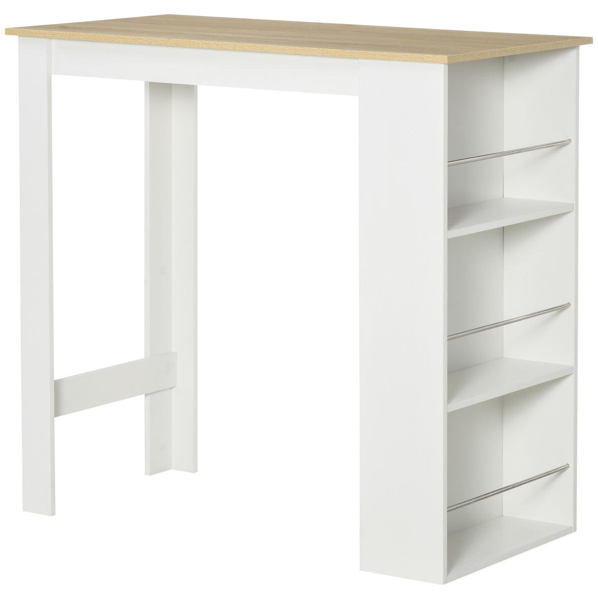 easycomfort easycomfort tavolo da bar con 3 mensole e barre protettive in acciaio e truciolato 112x57x106 cm bianco