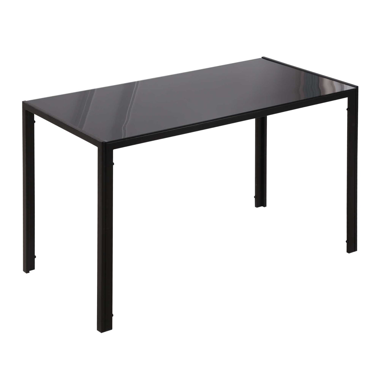 easycomfort easycomfort tavolo da cucina per 4 persone in metallo e vetro temperato 120x60x75 cm nero