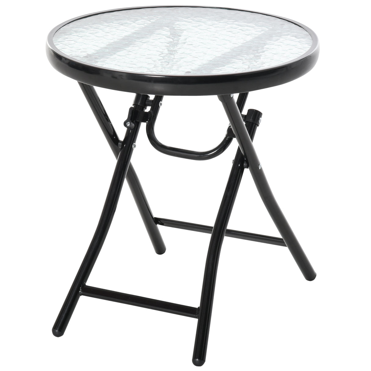 easycomfort easycomfort tavolo da giardino pieghevole in metallo tavolino da giardino piccolo con ripiano in vetro e blocco di sicurezza 45x50cm nero ean 8054111843188