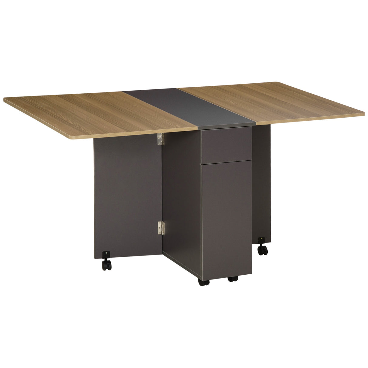 easycomfort easycomfort tavolo pieghevole da pranzo in truciolato con 2 cassetti 1 armadietto max 6 persone 140x76x76 cm