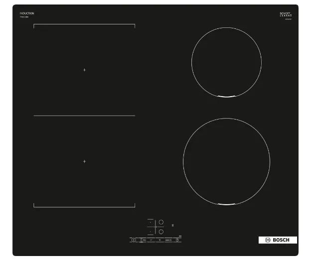 piano cottura a induzione bosh serie 4 pvs611bb6e 4 fuochi 60 cm in vetroceramica nero lxp 59x52 touchselect powerboost combizone