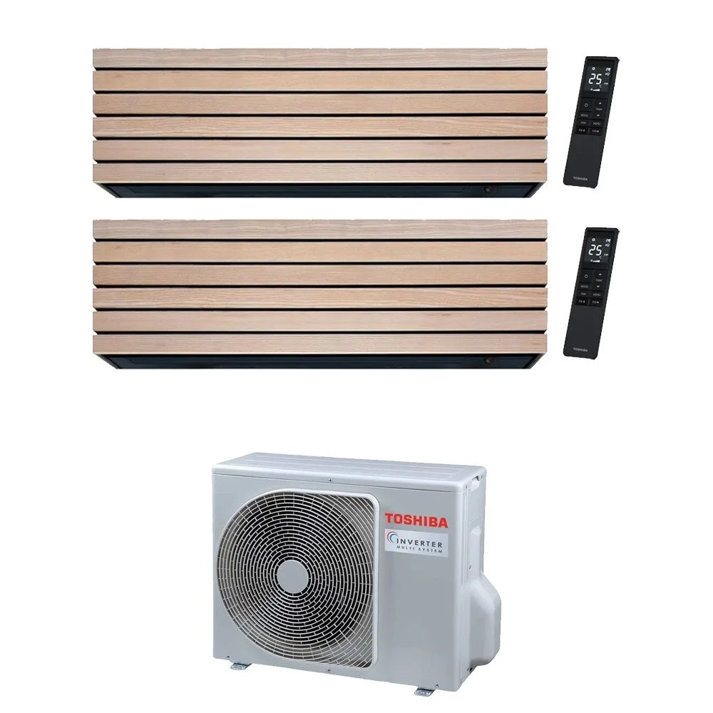 toshiba climatizzatore condizionatore toshiba dual split inverter serie daiseikai 10 wood 912 1013 btu con ras 2m14g3avg e gas r 32 wi fi integrato aa