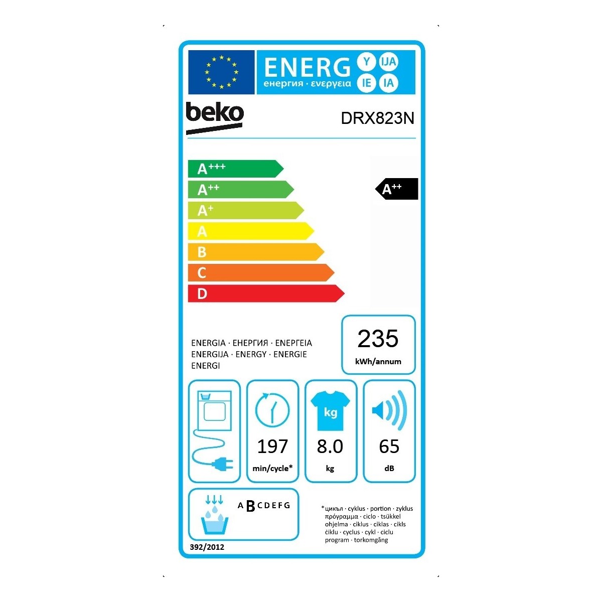 beko asciug.stand drx823n 8kg a__