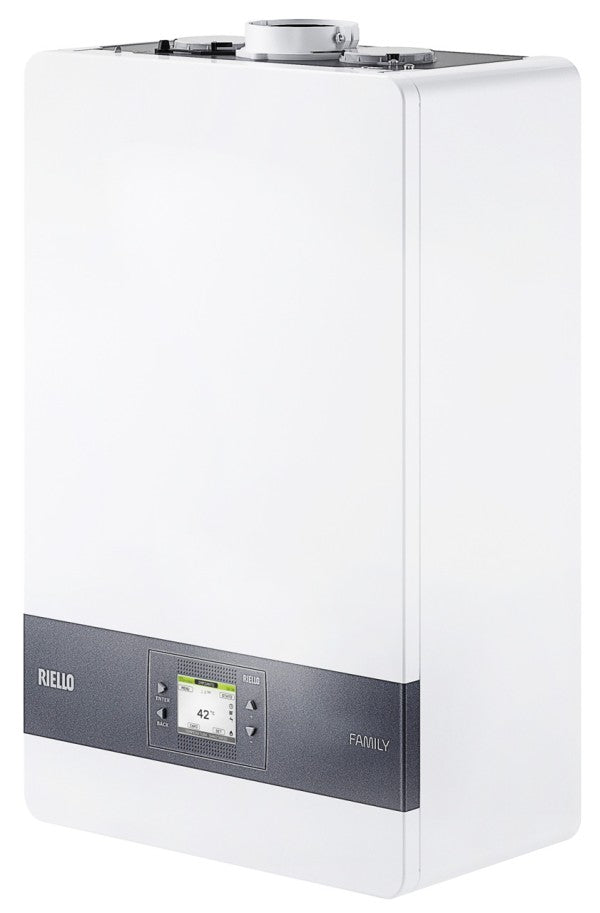 caldaia riello family 25 kis a condensazione completa di kit scarico fumi low nox metano hybrid ready novita