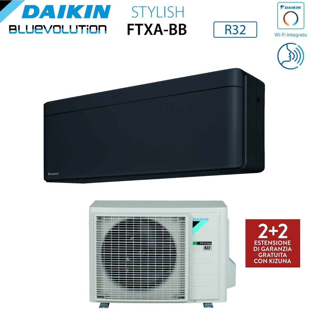 climatizzatore condizionatore daikin bluevolution inverter serie stylish total black 7000 btu ftxa20bb r 32 wi fi integrato classe a___ nero novita 2020 4689