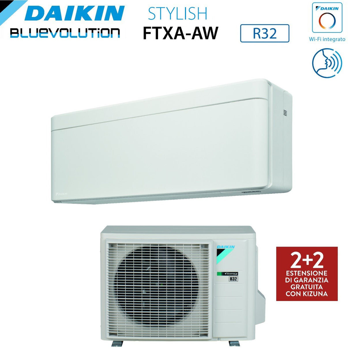 climatizzatore condizionatore daikin bluevolution inverter serie stylish white 9000 btu ftxa25aw r 32 wi fi classe a___ bianco new 2018