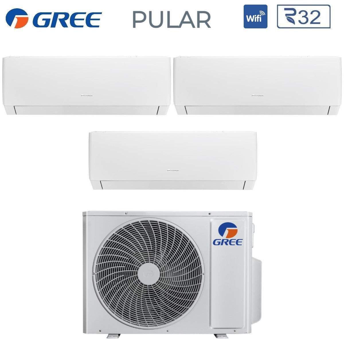 climatizzatore condizionatore gree trial split inverter serie pular 9_9_12 con gwhd 24 nk6no r 32 wi fi integrato 9000_9000_12000