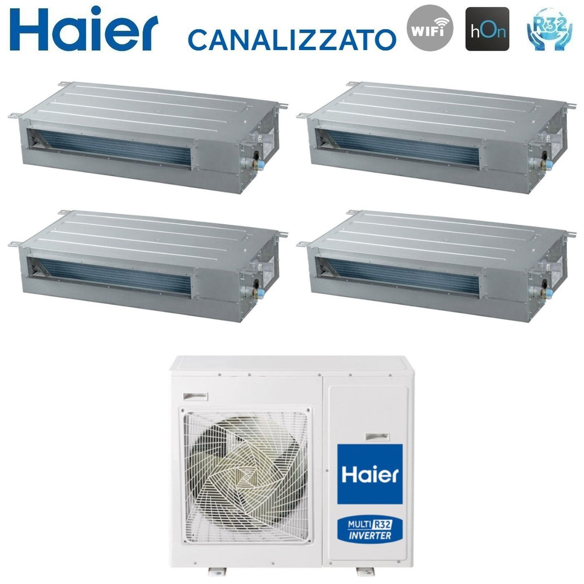 climatizzatore condizionatore haier quadri split inverter serie canalizzato slim 9_9_12_12 con 4u85s2sh1fa r32 wifi optional 9000_9000_12000_12000