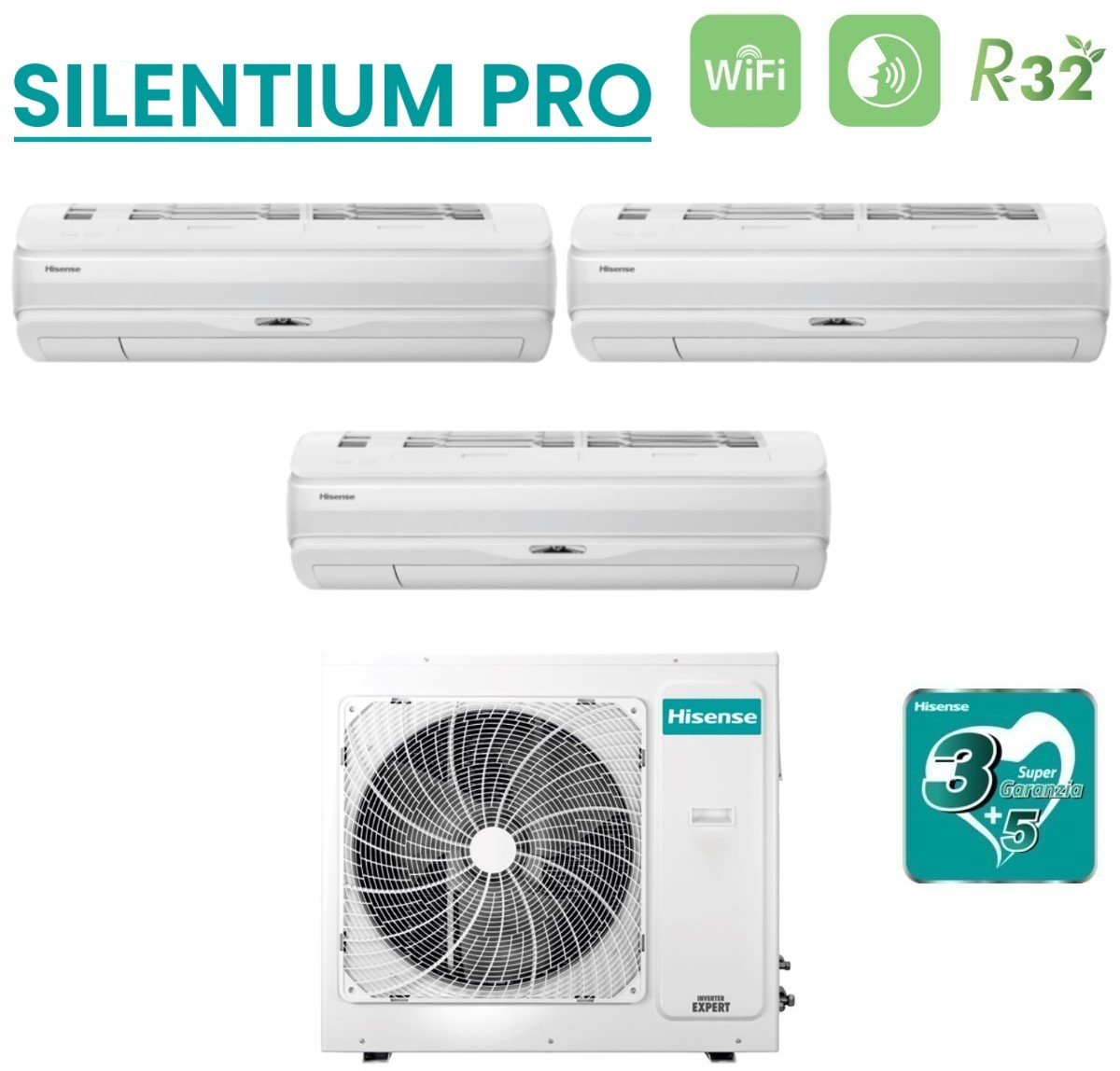 climatizzatore condizionatore hisense trial split inverter serie silentium pro 9_9_12 con 3amw62u4rfa r 32 wi fi integrato 9000_9000_12000 novita 2020 4178