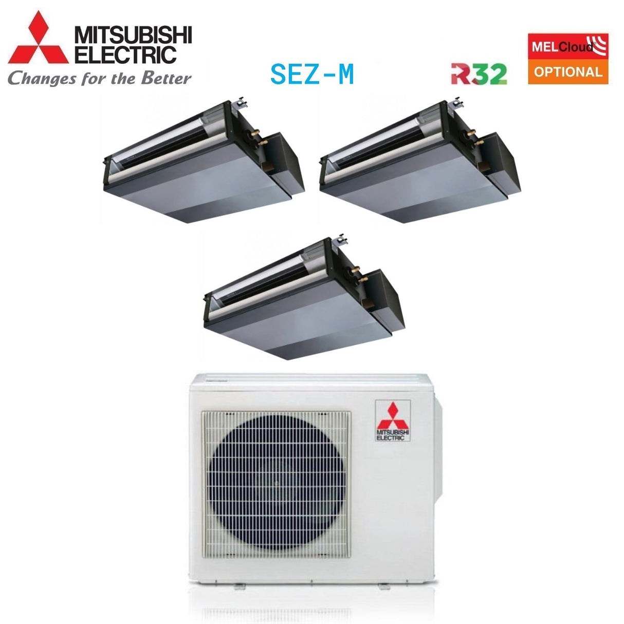 climatizzatore condizionatore mitsubishi electric canalizzato canalizzabile trial split inverter 9+9+18 con mxz 4f72vf r 32 wi fi optional 9000+9000+18000
