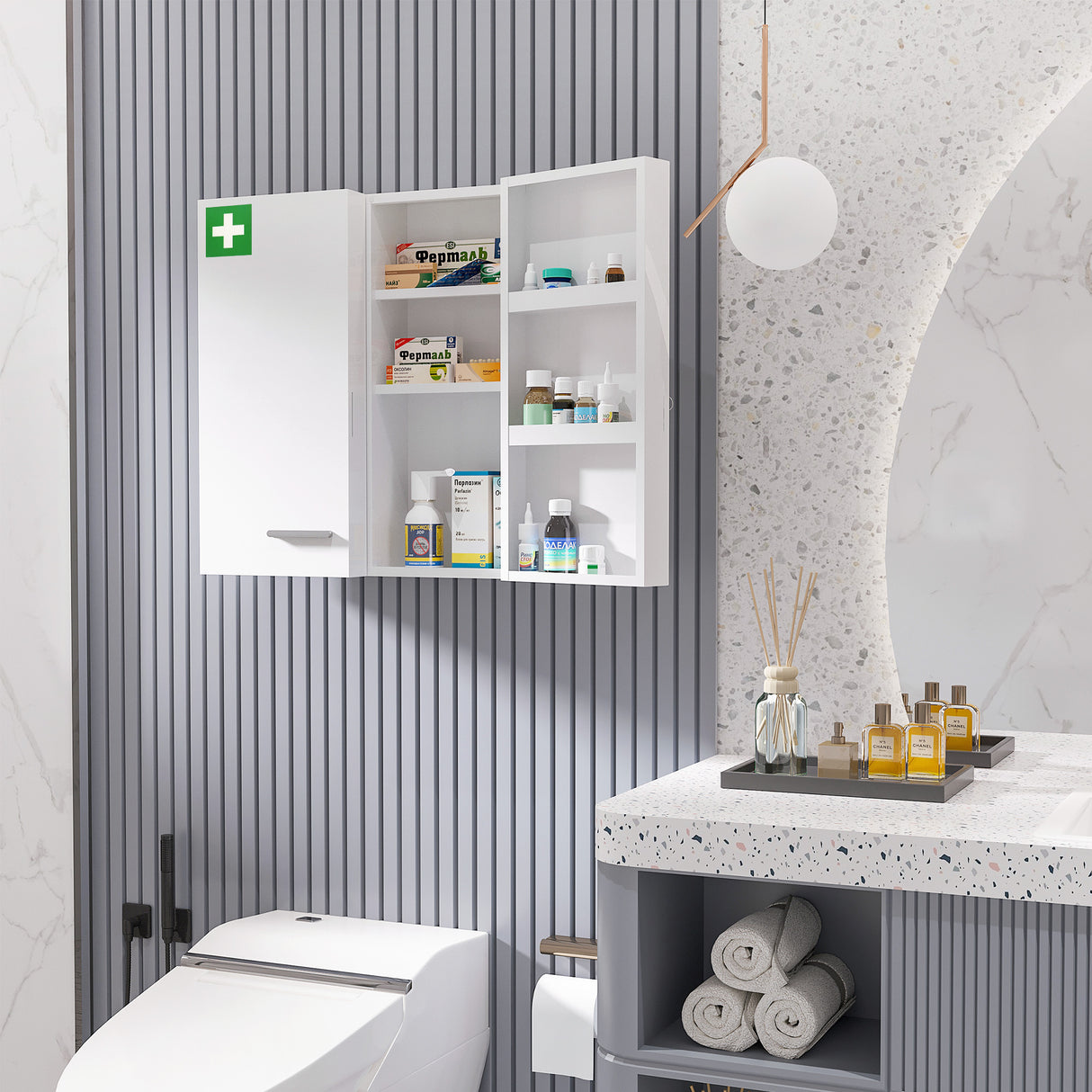 easycomfort easycomfort armadietto medicinali a 6 ripiani con serratura e 2 chiavi in acciaio 55x18x60 cm bianco