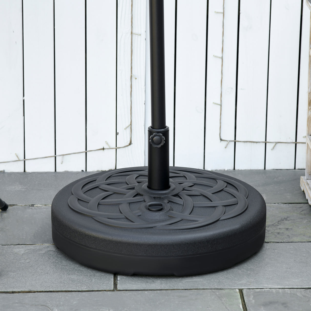 easycomfort easycomfort base per ombrellone rotonda in plastica riempibile con acqua e sabbia per pali da 38 48 mm 56 cm nero