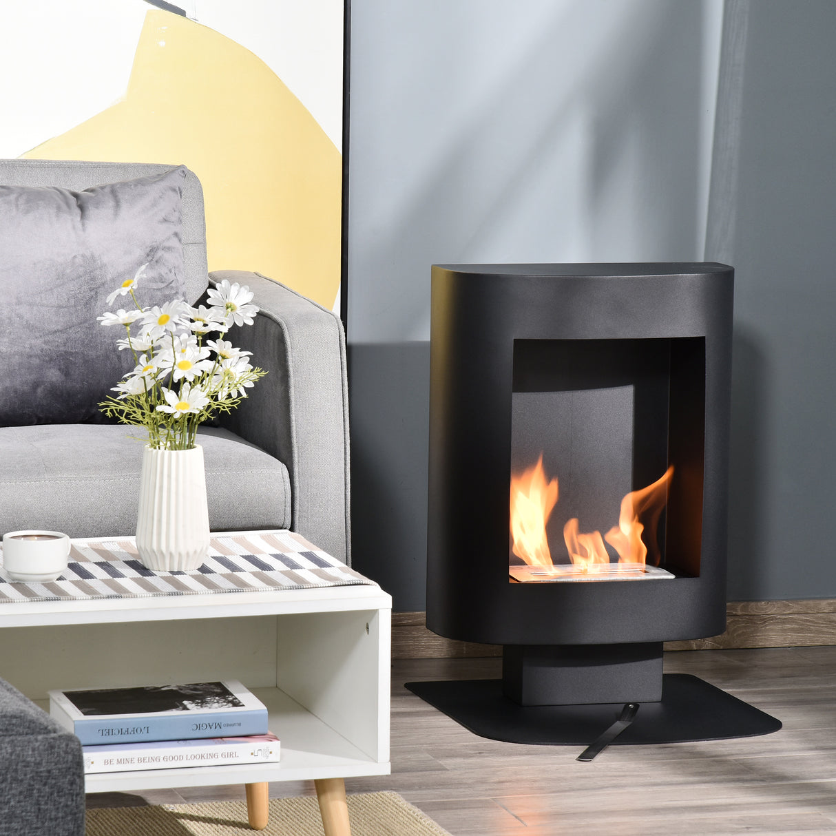 easycomfort easycomfort camino a bioetanolo con serbatoio da 1 5l copertura fino 20 46 5x53x65cm nero