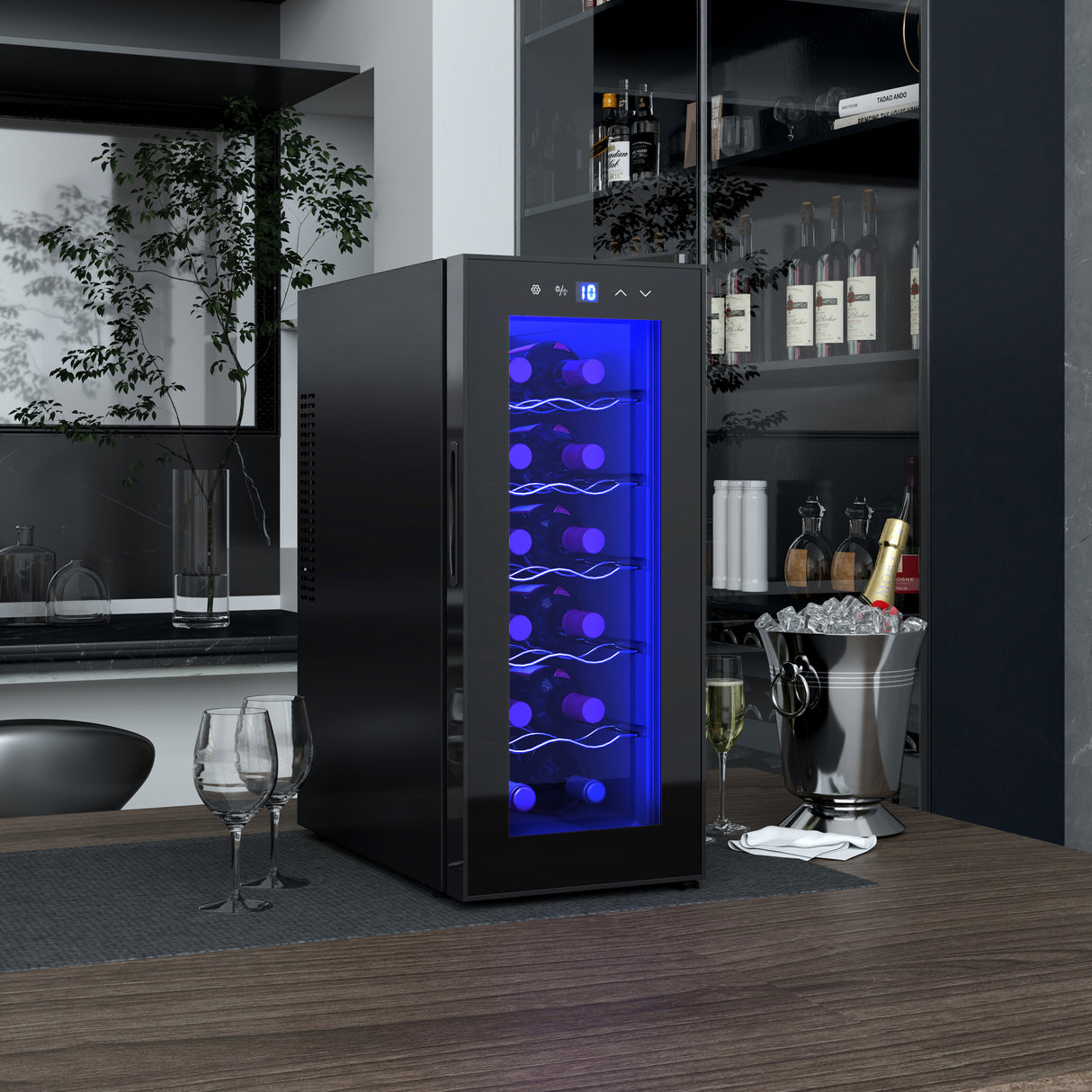 easycomfort easycomfort cantinetta frigorifero per 12 bottiglie con doppio controllo temperatura ripiani regolabili e luci nero