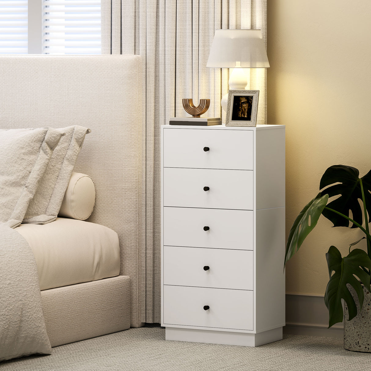 easycomfort easycomfort cassettiera 5 cassetti per camera da letto moderna e salvaspazio 47x29x95 cm bianco