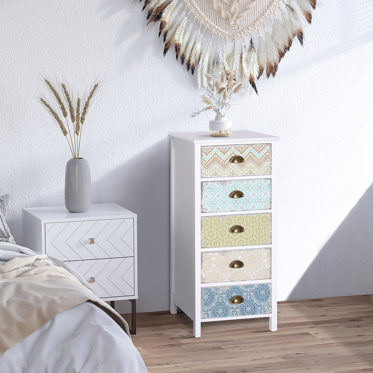 easycomfort easycomfort cassettiera mobiletto vintage con 5 cassetti stile shabby bagno ingresso camera 46 34 97 5cm bianco