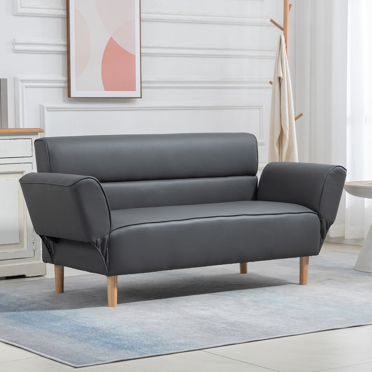 easycomfort easycomfort divano 2 posti convertibile in divano letto singolo con braccioli regolabili 164x71x75cm