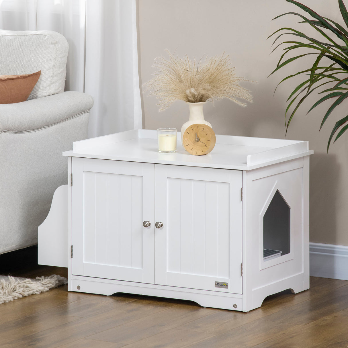 easycomfort easycomfort mobile lettiera per gatti a 2 ante con divisorio interno regolabile 86x48x52 cm bianco