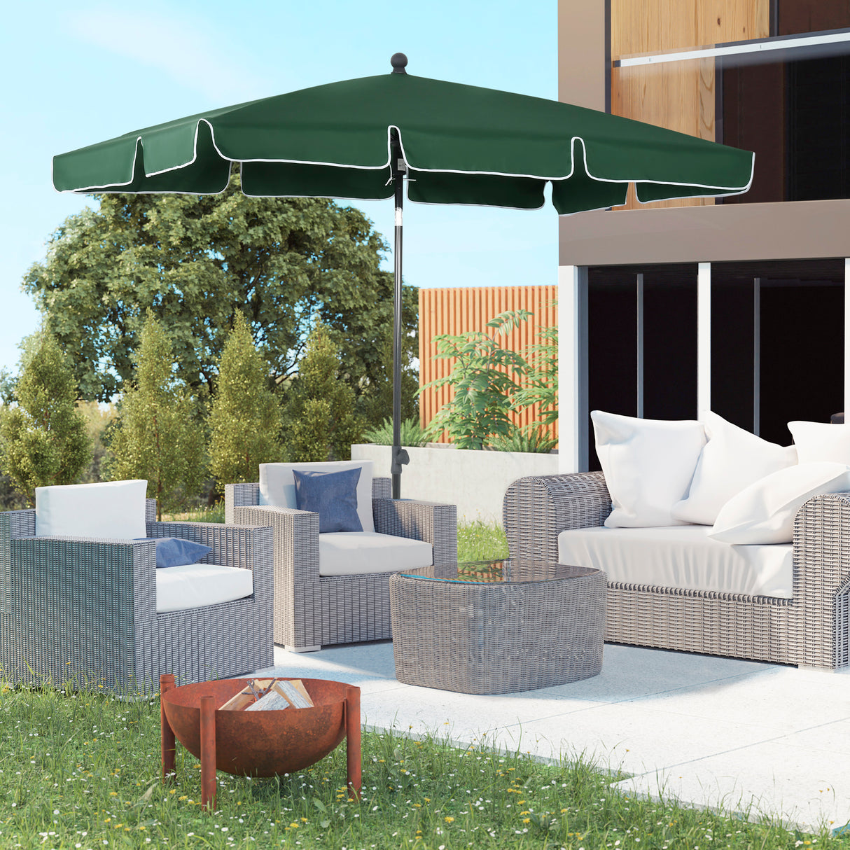 easycomfort easycomfort ombrellone da giardino rettangolare 2x1 3m con inclinazione regolabile e palo in alluminio verde e nero